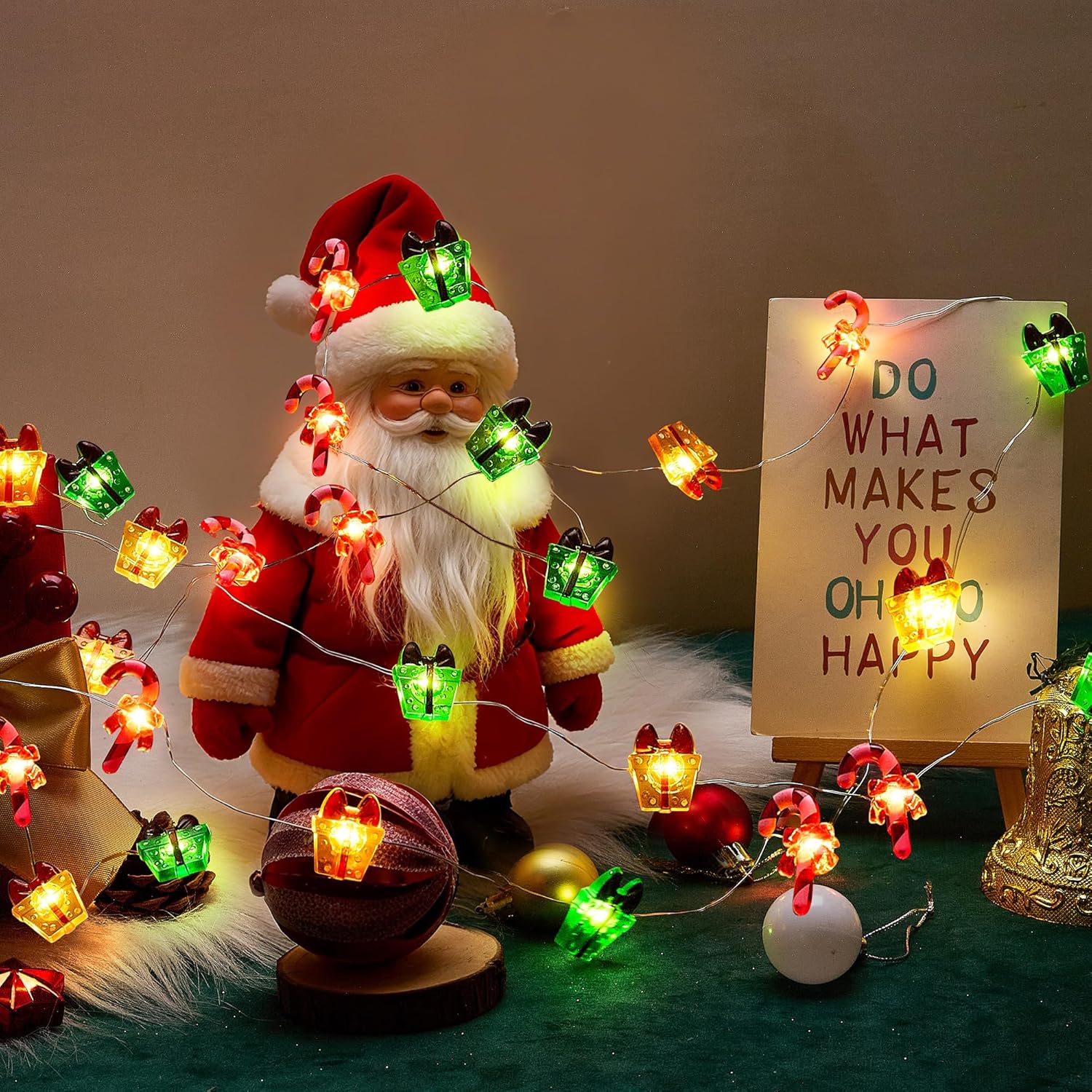 BlcTec 電池式クリスマスライト 40 LED 12.8フィート 杖 &amp; ギフトボックスフェアリーライト タイマー付き