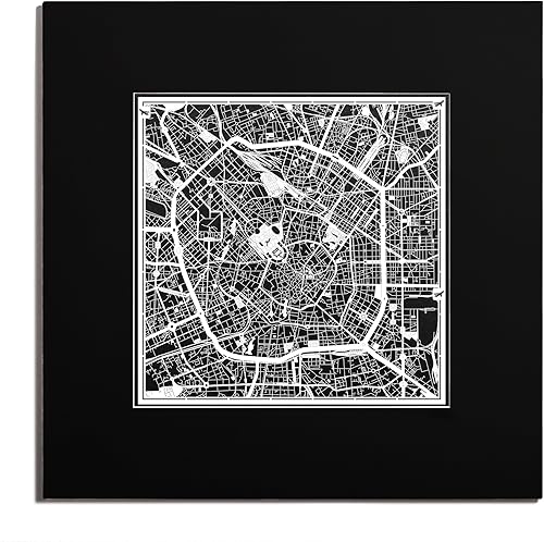 Miniatura 41 de O3 Design Studio Mapa de corte de papel Madrid negro mate de 20 x 20 pulgadas
