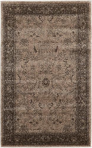 Unique Loom La Jolla Collection Farmhouse, contemporánea, botánica, tradicional, alfombra vintage, 3 pies 3 pulgadas x 5 pies 3 pulgadas, marrón