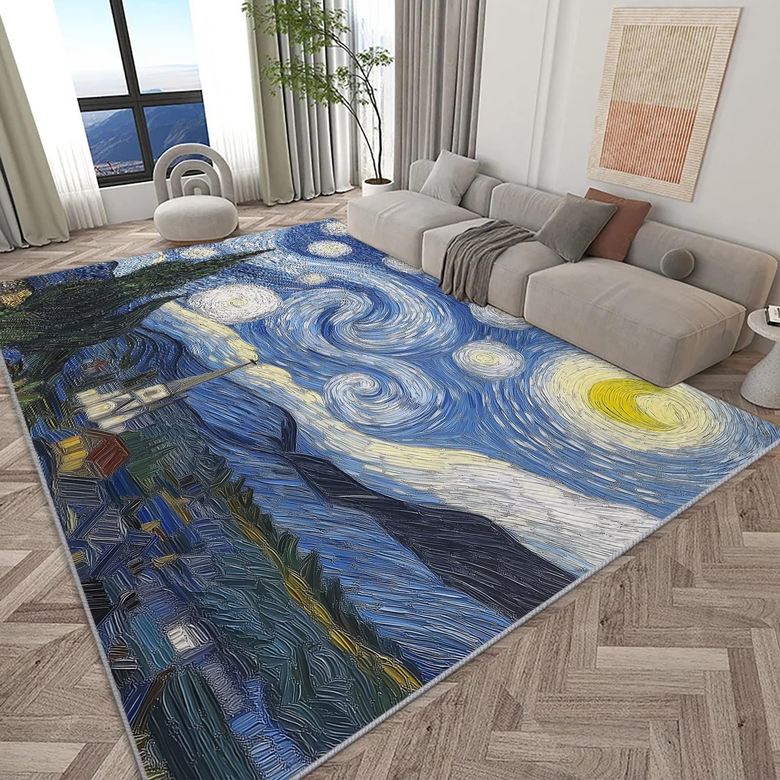 Grand tapis de cuisine lavable antidérapant à motif soleil 140x200cm