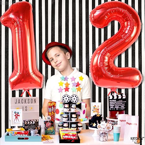 Vista 16 de KatchOn, Globo verde oscuro del número 12, 40 pulgadas, globos verdes del número 12 para decoraciones de cumpleaños de 12