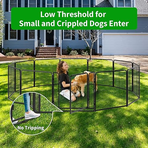 Miniatura 2 de Dog Playpen Outdoor Extra Wide 16 Piece Panels Heavy Duty Dog Fence 32" Height Anti-Rust with Doors Portable for RV Camping Yard, Total 42FT, 140
