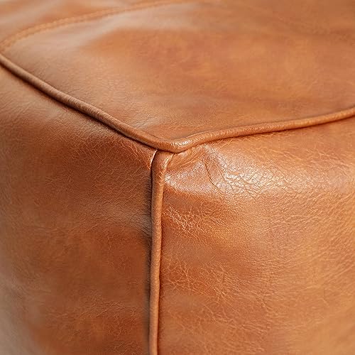 Miniatura 25 de Thgonwid Unstuffed - Puf cuadrado hecho a mano, funda otomana de piel sintética, taburete cuadrado de almacenamiento, dormitorio y sala de estar,