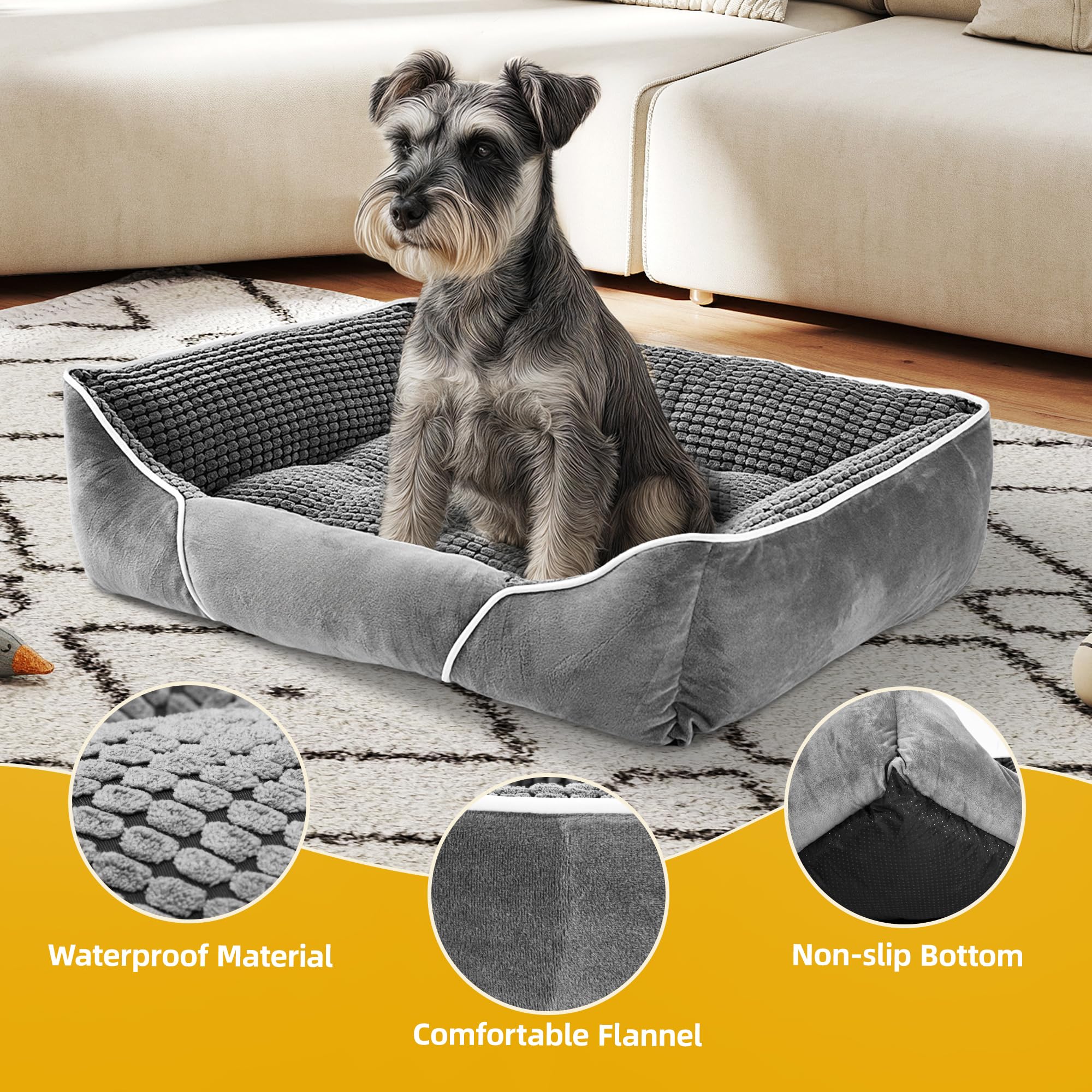 YITAHOME Hundebett Mittelgroße Hunde,51x48cm,Hundekorb Hunde,Orthopädisches Hundebett Ergonomisches Hundesofa,Bezug Waschbar,Erhöhte Ränder, rutschfeste Unterseite