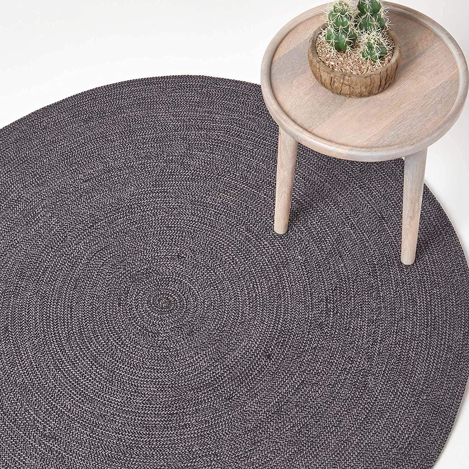 Rackhams Grey/Black And Melange Braided Rug - 150 Cm Round