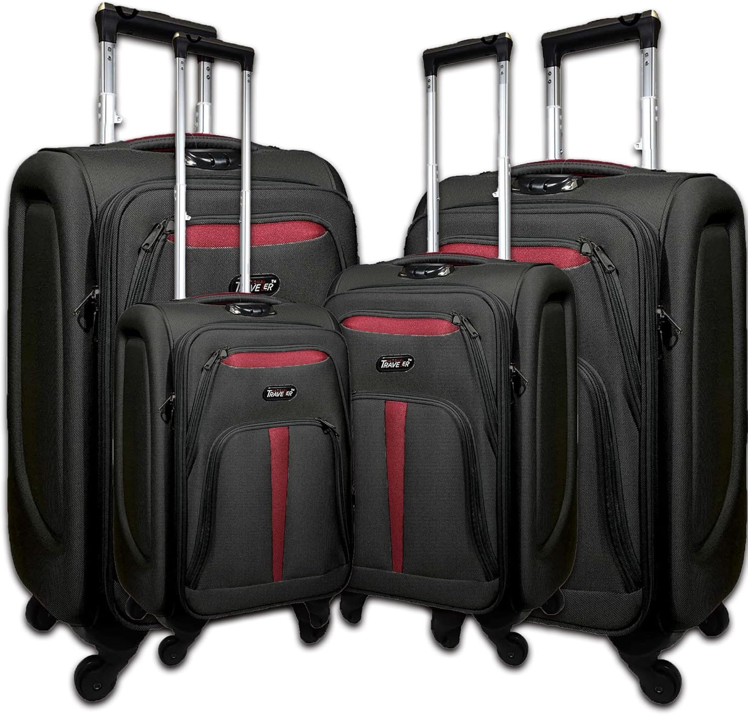 review 4 Piece Luggage Set Softside Suitcase 20