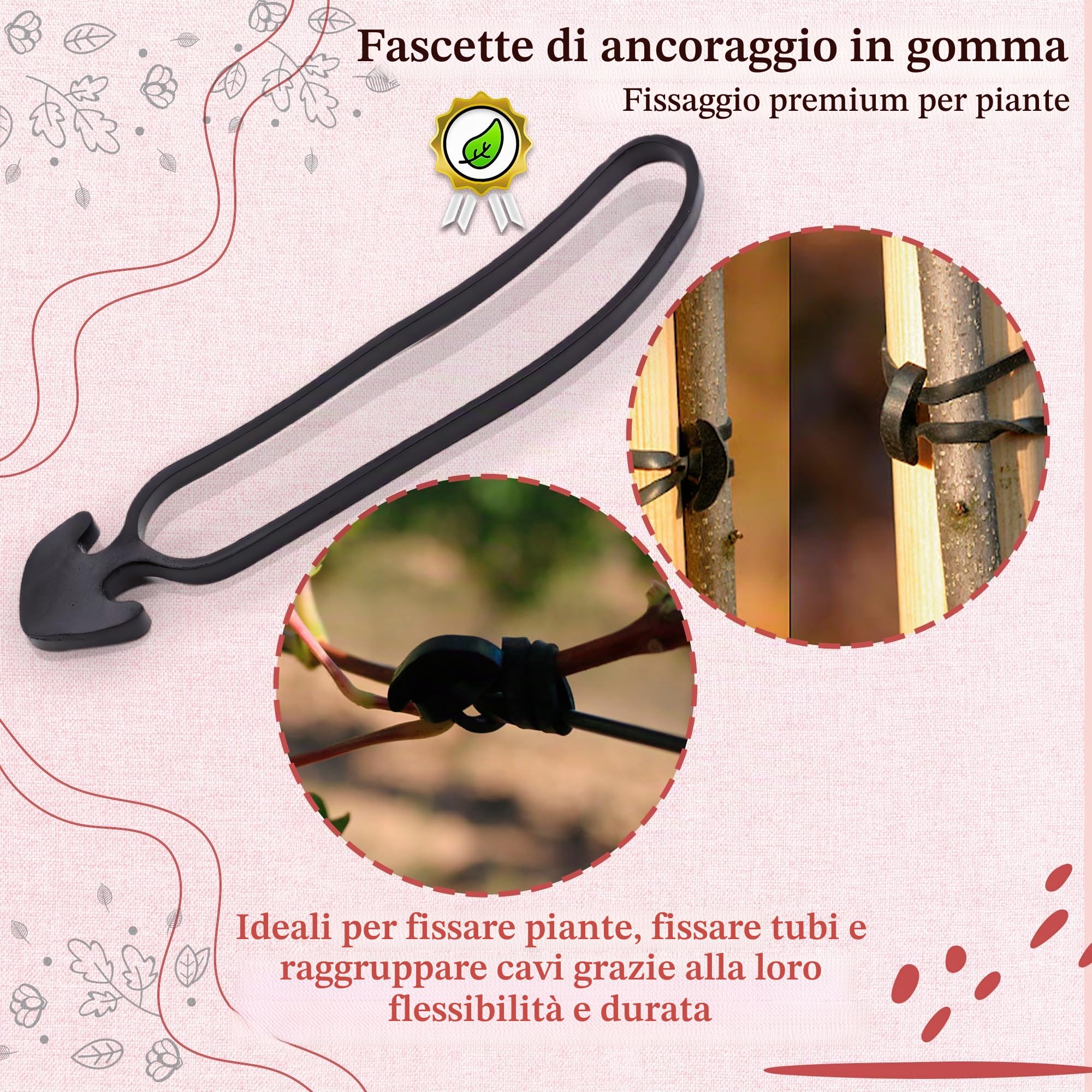 DOJA Industrial | Gancio Elastico Gomma di 10CM | Pack 100 | Fissaggio Elastici con Gancio Ancora per Orto Teloni Supporto Piante Pomodori | Tenditore Elastico per Sostegno Tutore Pali o Canne Bambu