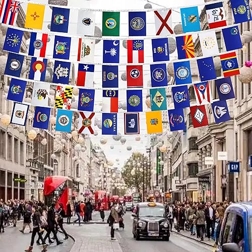 Miniatura 7 de WEITBF Juego de banderas de cadena de Estados Unidos 50, 5 x 8 pulgadas, 68 pies