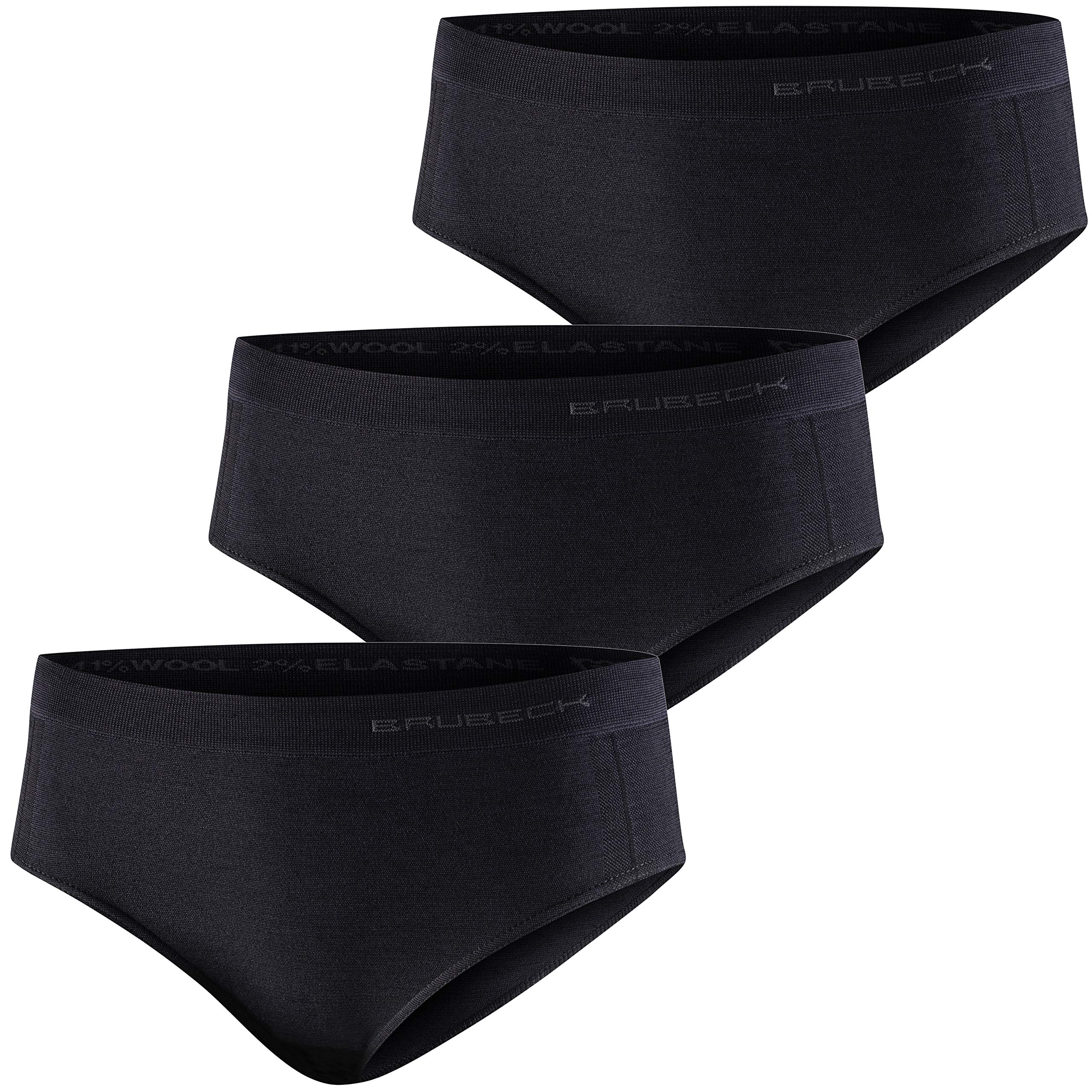 BRUBECK 3er Pack Damen Classic | Atmungsaktiv | Sport | Funktionsunterwäsche | Unterhose | Schlüpfer | Slip | 39% Merino-Wolle | HI10080