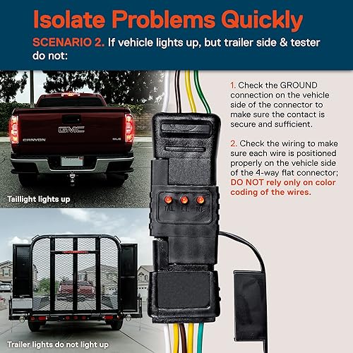 Miniatura 4 de Probador de cableado de remolque plano de 4 vías True Mods terminales de cobre niquelado macho y hembra Prueba de continuidad Probador de circuito