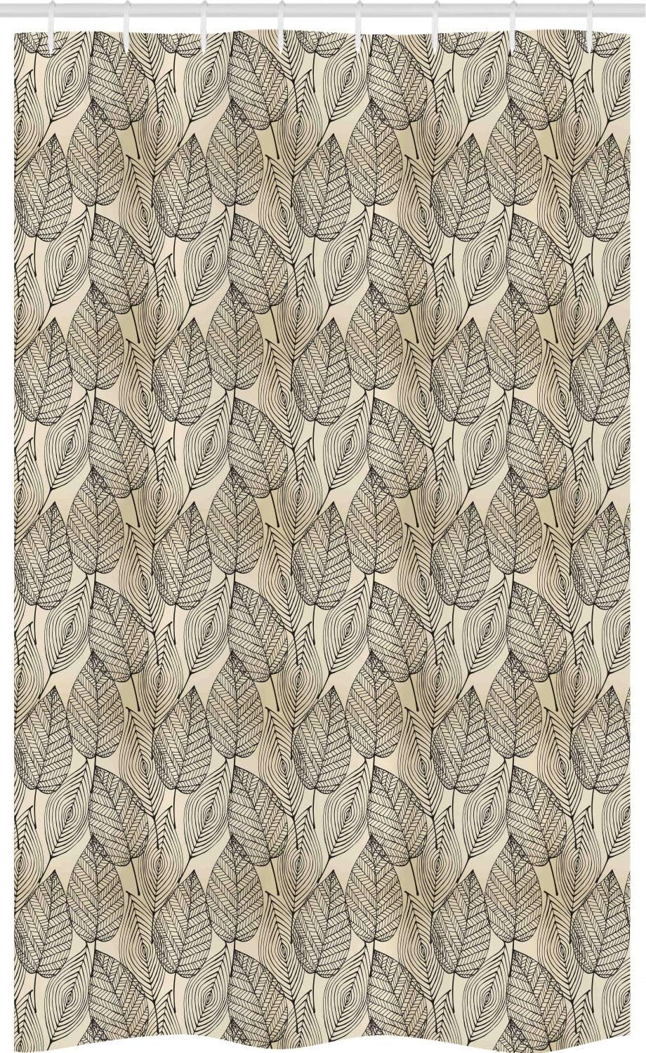 ABAKUHAUS Beige Stall Shower Curtain, Autumn Leaves Pattern, Fabric
