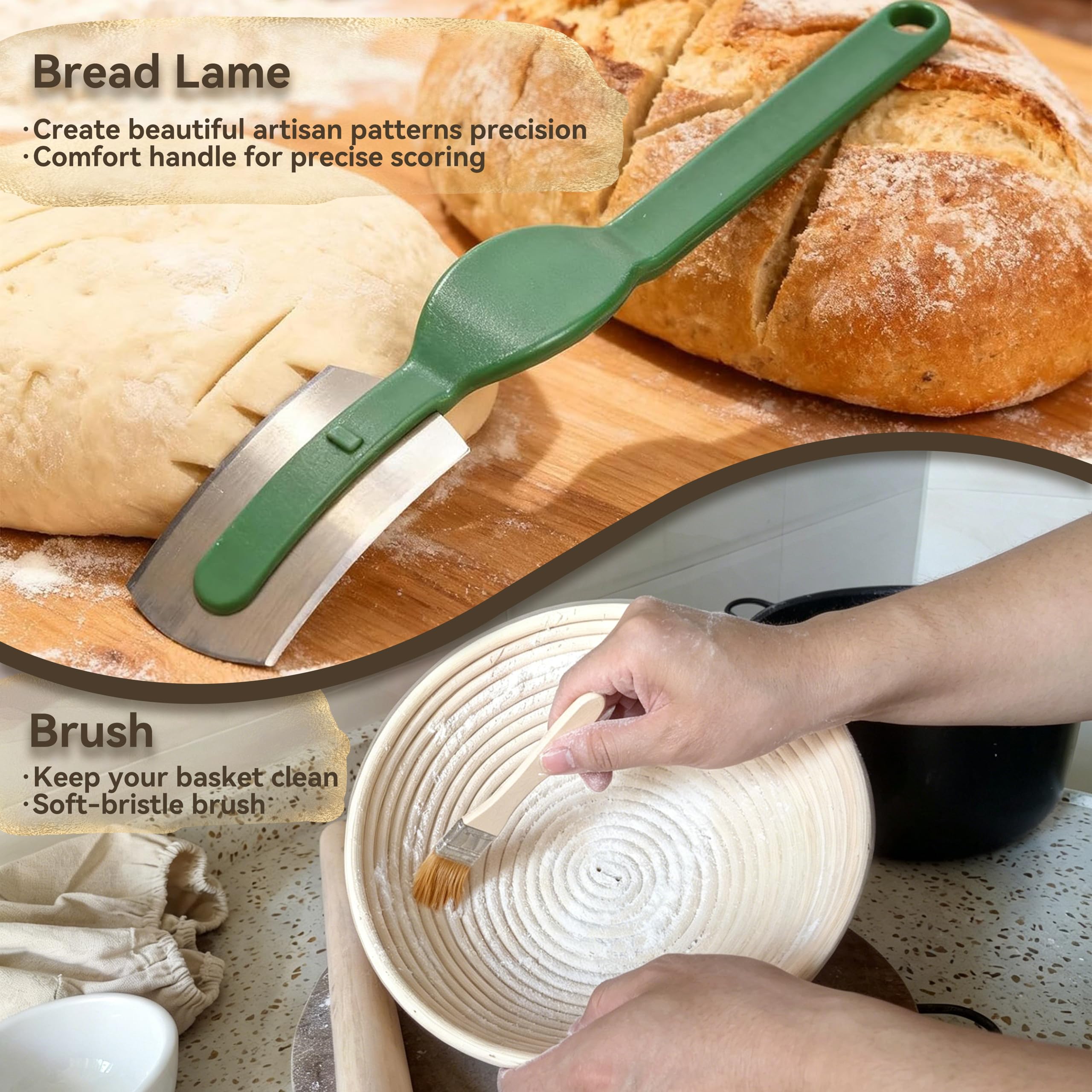 Banneton cesta de pruebas 14" Ovalado Banneton Brotform cuenco de ratán cesta para fermentación de masa para 1000 g de masa - 35 cm
