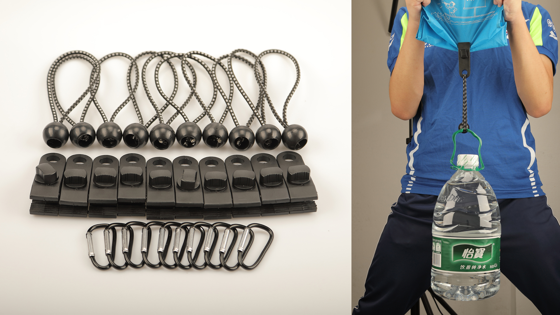 Set 30 Clip Per Tende Da Campeggio - Con Moschettoni E Corde Elastiche, Per Tende E Teloni