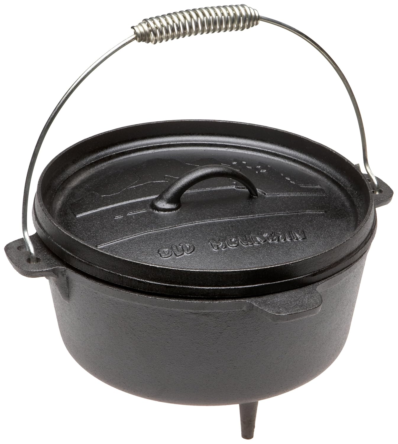 Old Mountain Pre Seasoned 4 Quart Camp Oven with Flanged Lid, Feet and Spiral Bail Handle