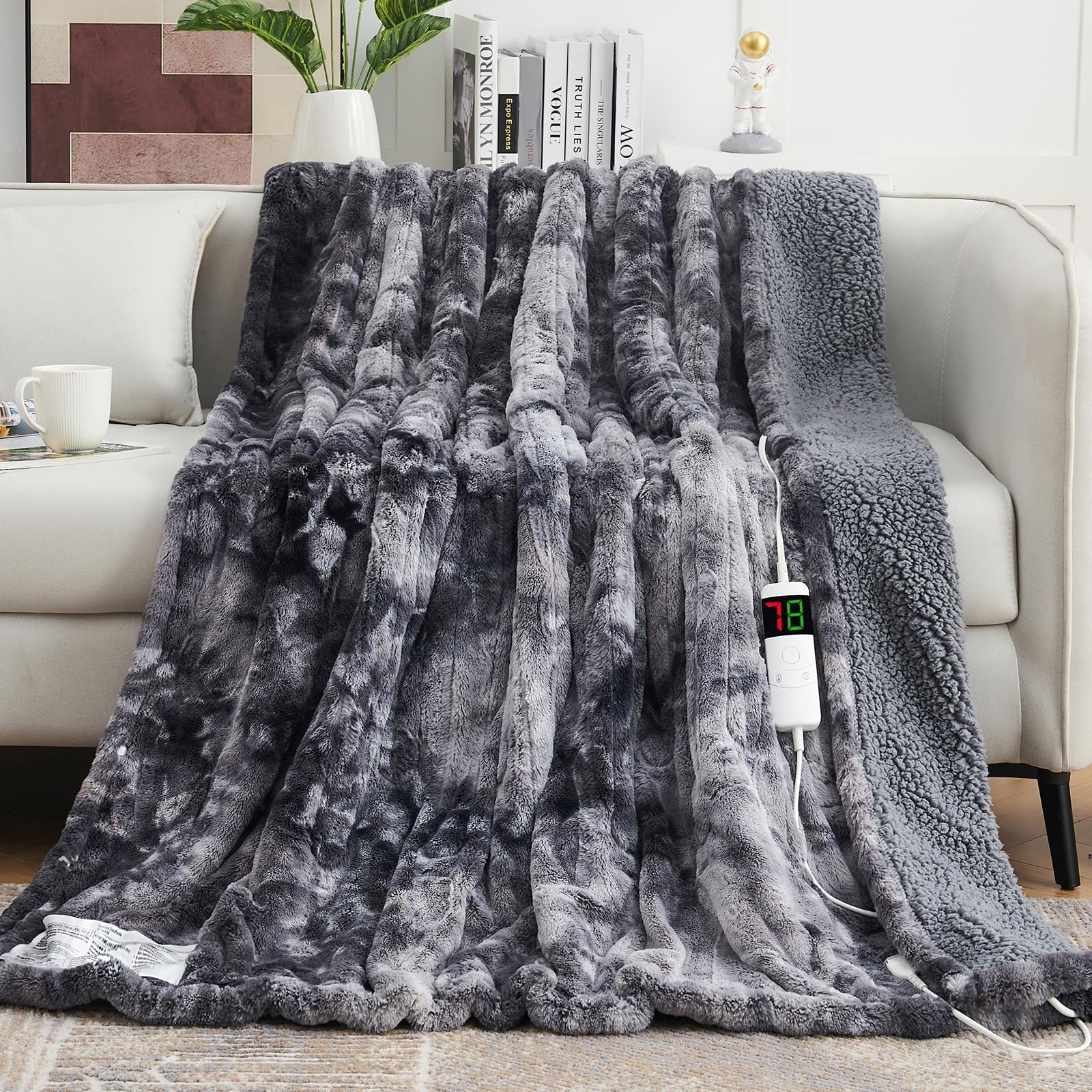 OCTROT Heated Electric Throw Blanket (50''*60" Dark Grey