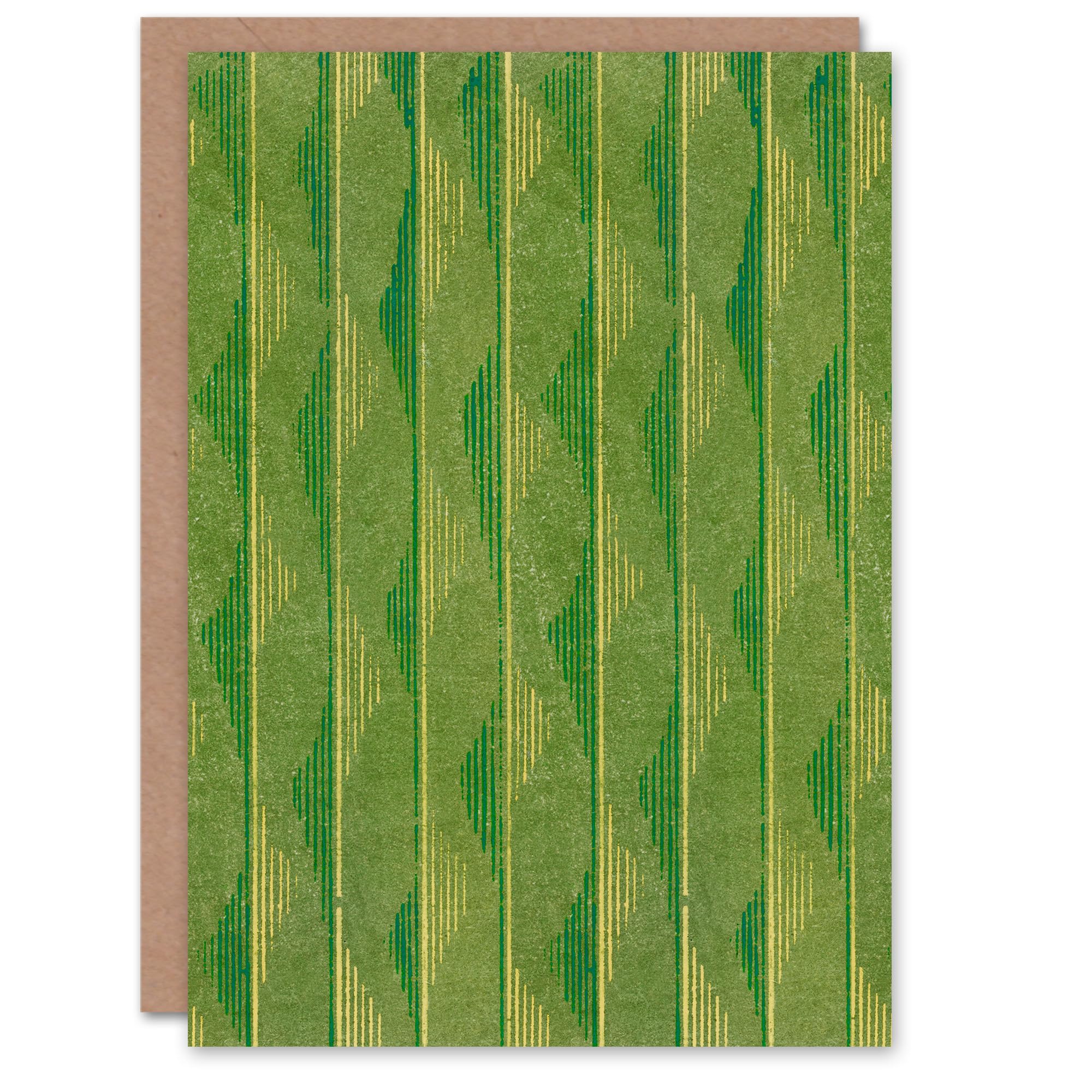Artery8 Furuya Korin Japanese Art Card Green Lines Vintage Pattern