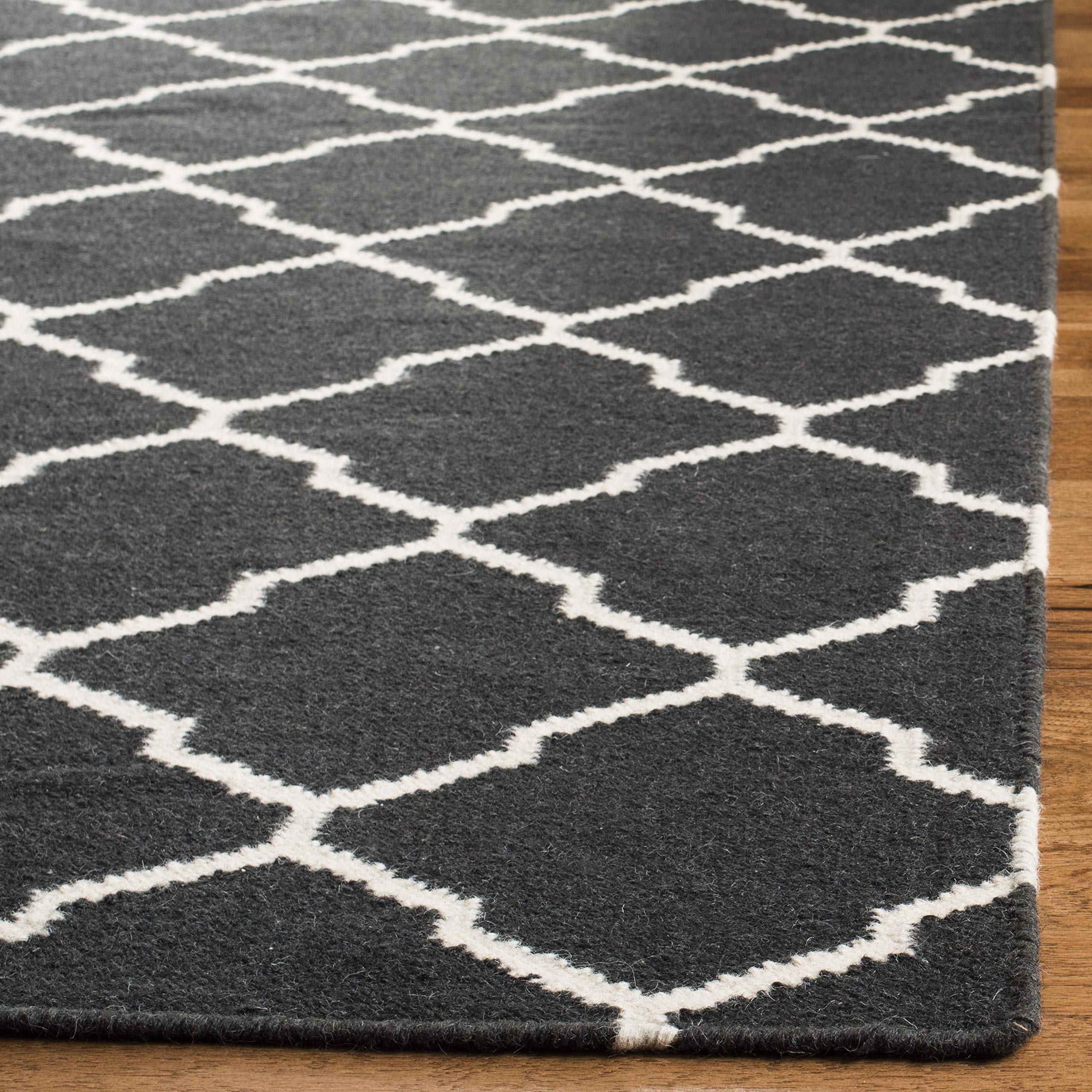 SAFAVIEH Tapis Contemporain pour Salon, Salle à Manger, Chambre à Coucher - Dhurrie Collection, Tapis à Poil Court, Chocolat et Ivoire, 91 X 152 cm