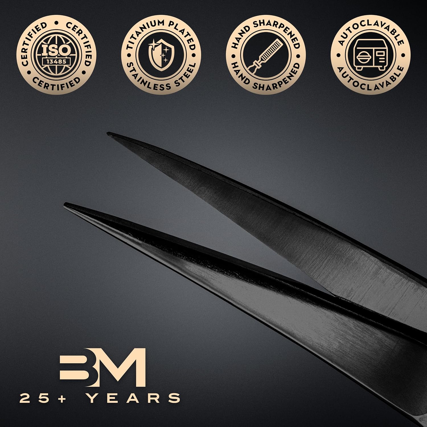 Cuticle Scissors, Curved Blades, Titanium Series, High Carbon Stainless Steel, Hand Sharpened (Titanium Black)