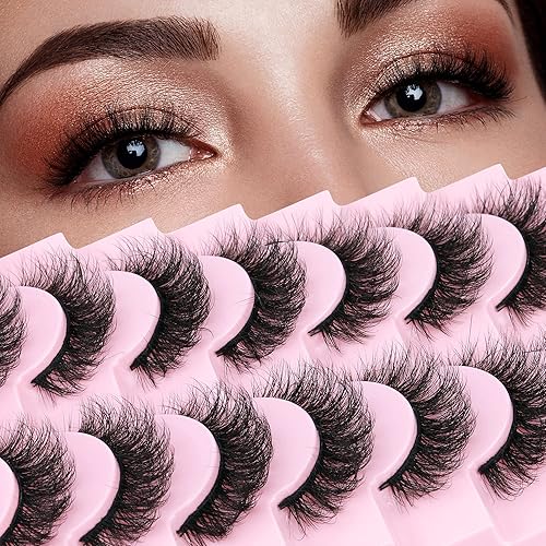 GVEFETIEE - Pestañas postizas de aspecto natural, pestañas postizas de visón, extensiones de pestañas naturales, esponjosas 5D, pestañas postizas