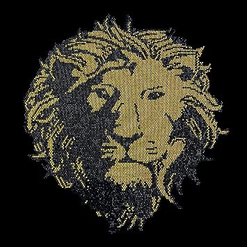 Rhinestop Iron on Lion Patch , Lion Crystal , Heat Transfer , hot , Decal , hotfix Rhinestones, Crystal Lion brown black
