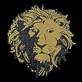 Rhinestop Iron on Lion Patch , Lion Crystal , Heat Transfer , hot , Decal , hotfix Rhinestones, Crystal Lion brown black