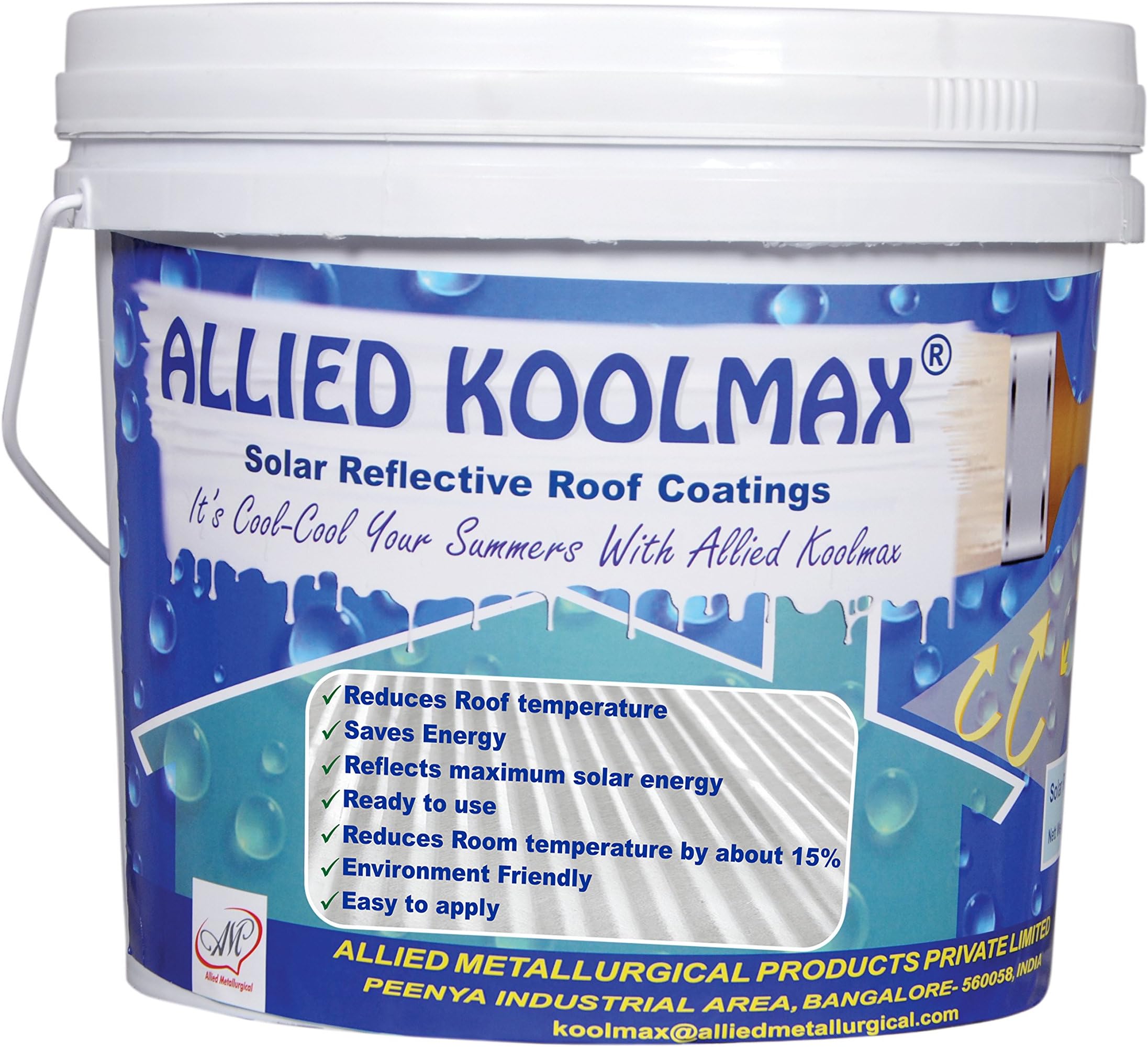 Allied Koolmax Heat Reflective Coating/Summer Cool Roof Coating/Highest Sri Value (20 Kg Pack)