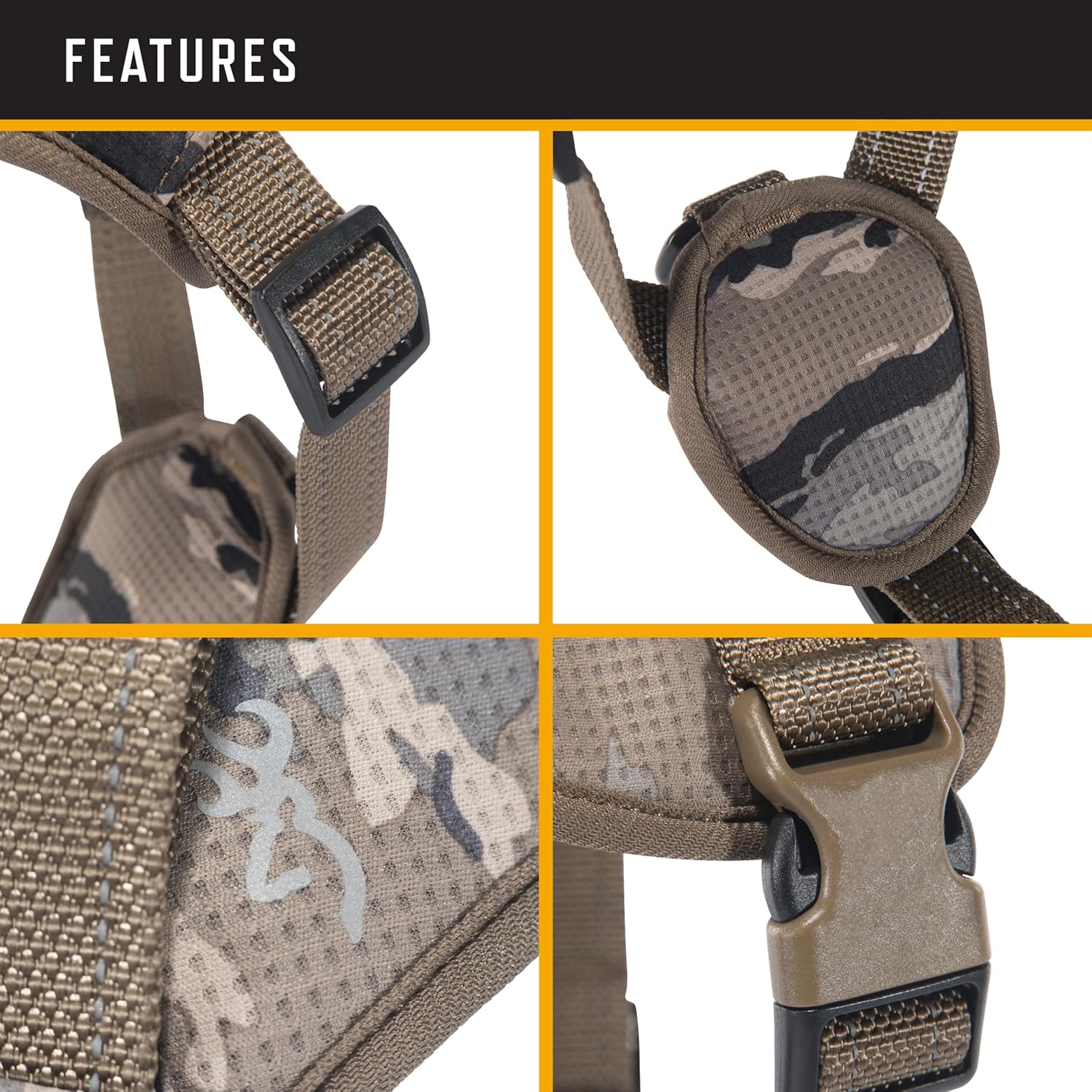 Browning Camo Dog Harness, No Pull Adjustable Reflective Pet Walking Vest, Ovix Camo, X-Large