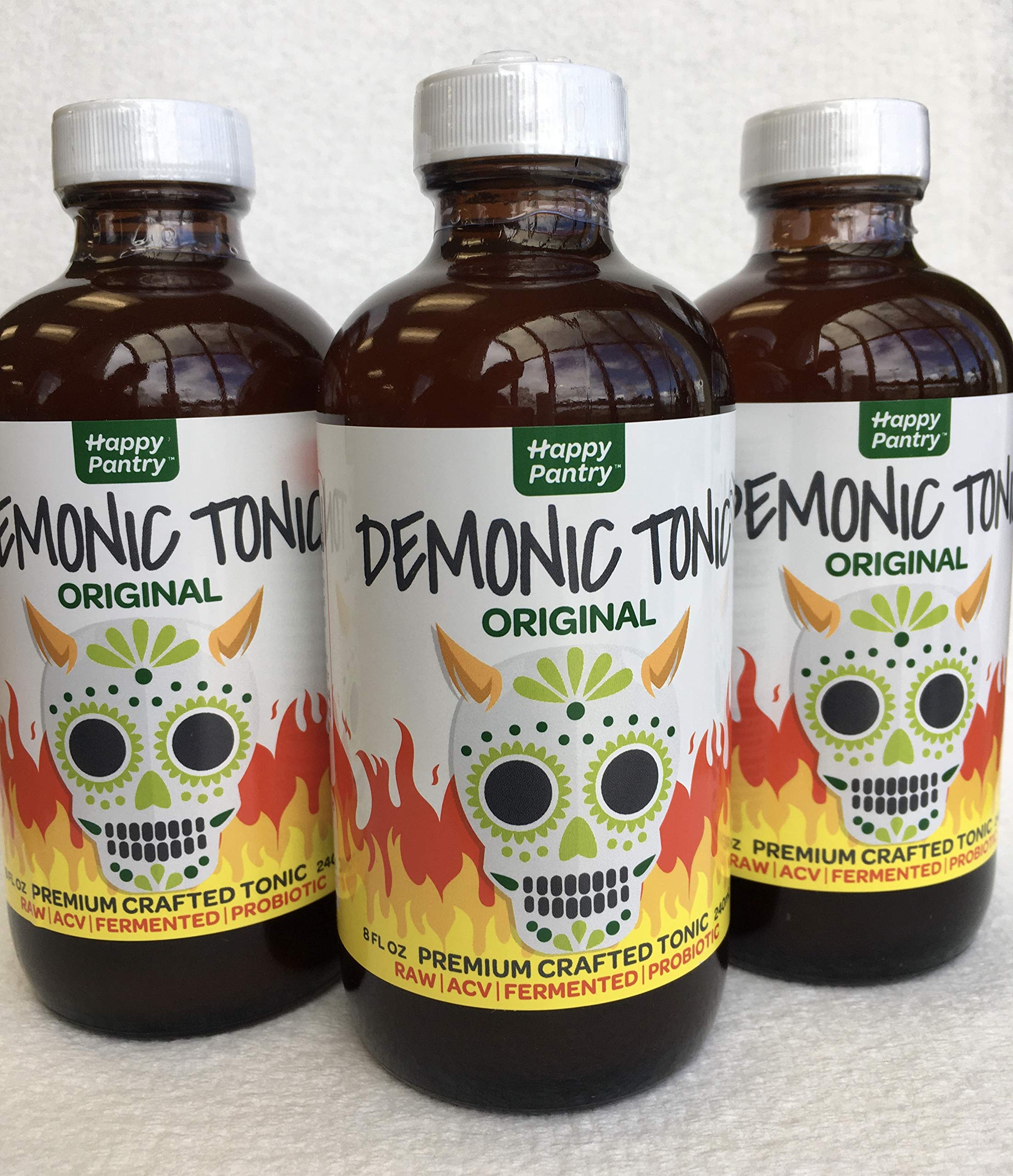 3 Pack (3 x 8oz glass bottles) by Happy Pantry. Raw, unpasteurized, premium crafted fire cider made with organic ingredients.