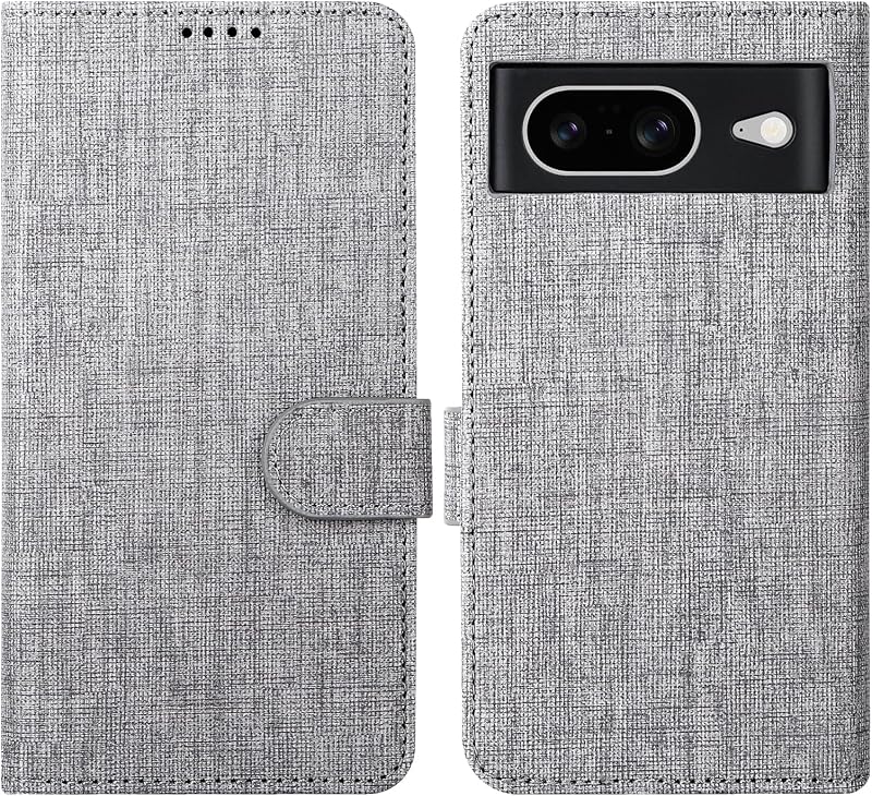 Foluu Google Pixel 8 Flip Tok - Prémium Műbőr Pénztárca Tok Kártyatartóval, Állvánnyal és Mágneses Zárral, TPU Keret, Ütésálló (Szürke)