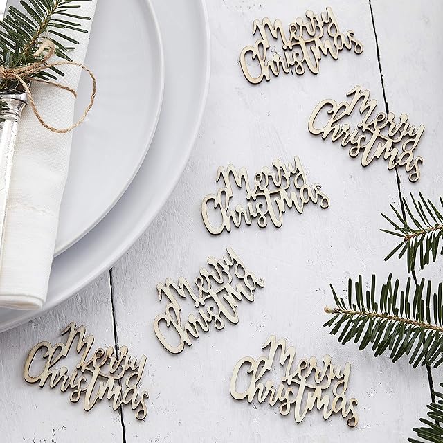 Ginger Ray Rustic Eco Wooden Merry Christmas Table Confetti Party Scatter Let It Snow,Brown / Kraft
