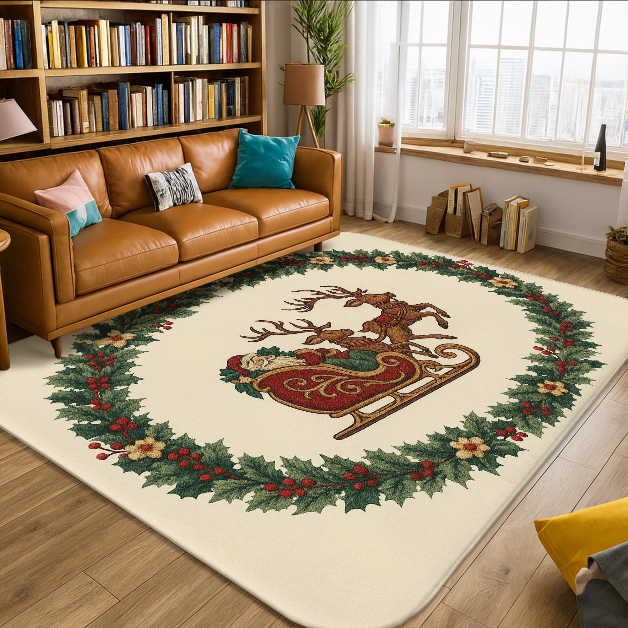 Tapis de sol rectangulaire anti-glisse vert pour sécuriser les parquets du salon