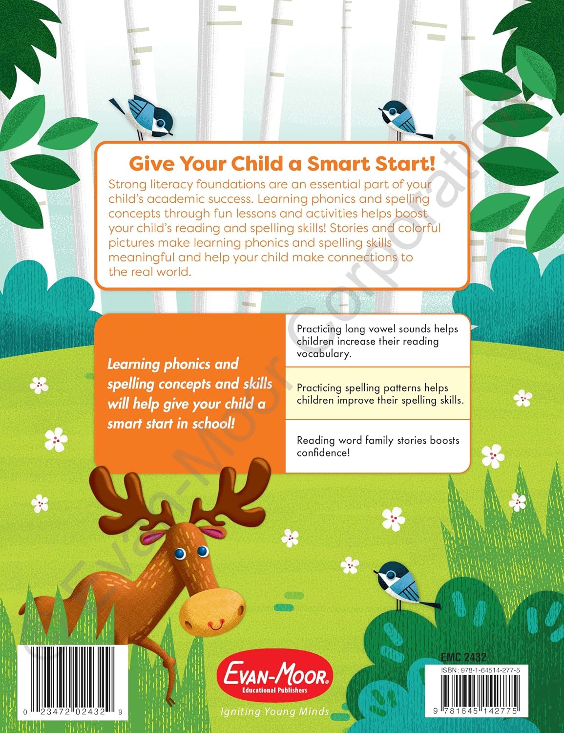 Evan-Moor’s Smart Start Phonics and Spelling Workbook for Grade 1, Beginning Reading, Spelling patterns, Learn to Read, Homeschool, Word families, Stickers, Print Copy, Audio stories image 2