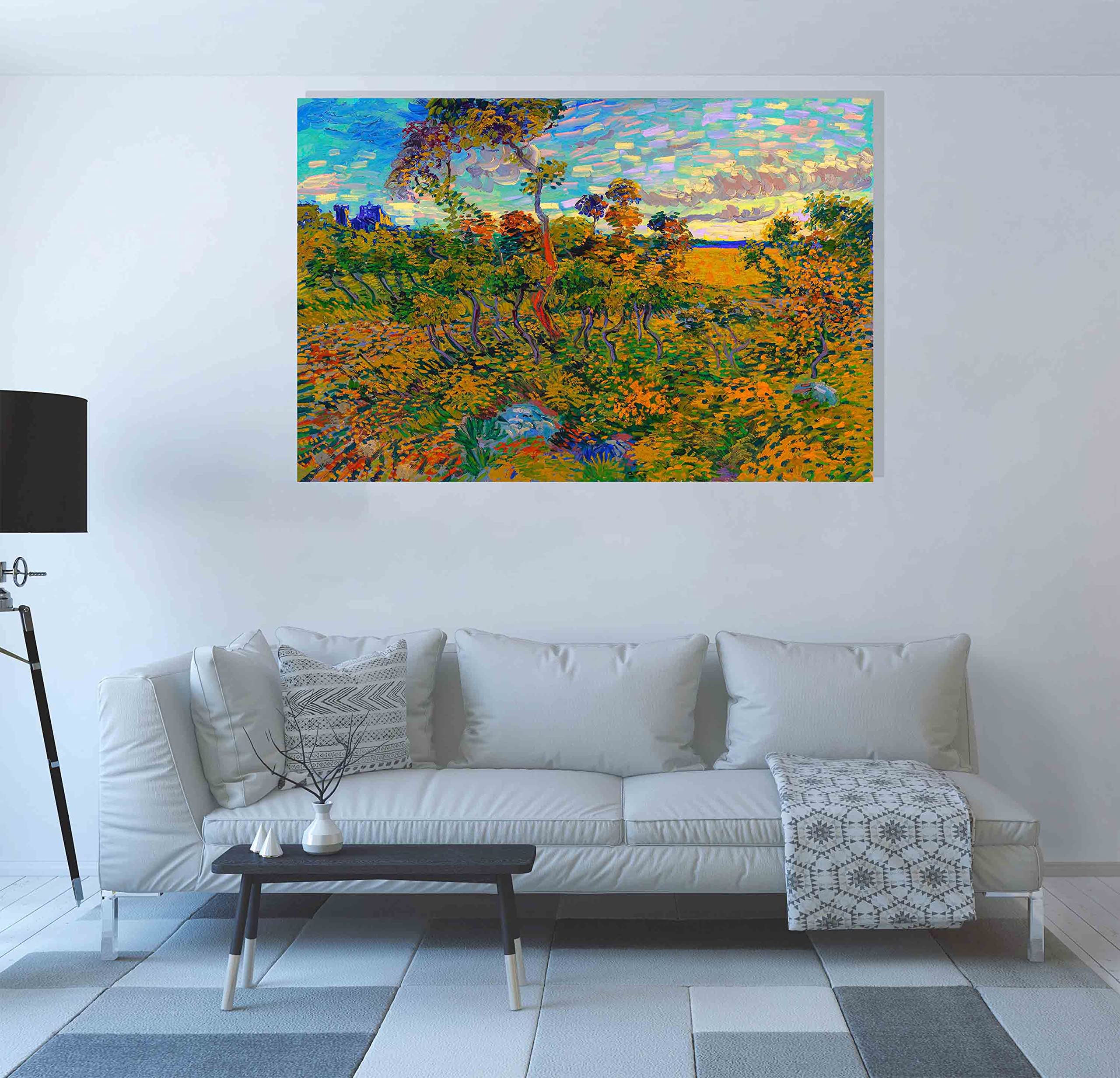 Van Gogh „Sunset At Montmajour“ Leinwandbild Gerahmt – 76x50 Cm, Abstrakte Wandkunst Für Wohnzimmer & Büro