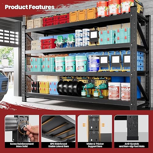 Miniatura 36 de Estantes de almacenamiento de 40 pulgadas de ancho, estantería de garaje de 2000 libras resistente, estantes de pie, estante de almacenamiento