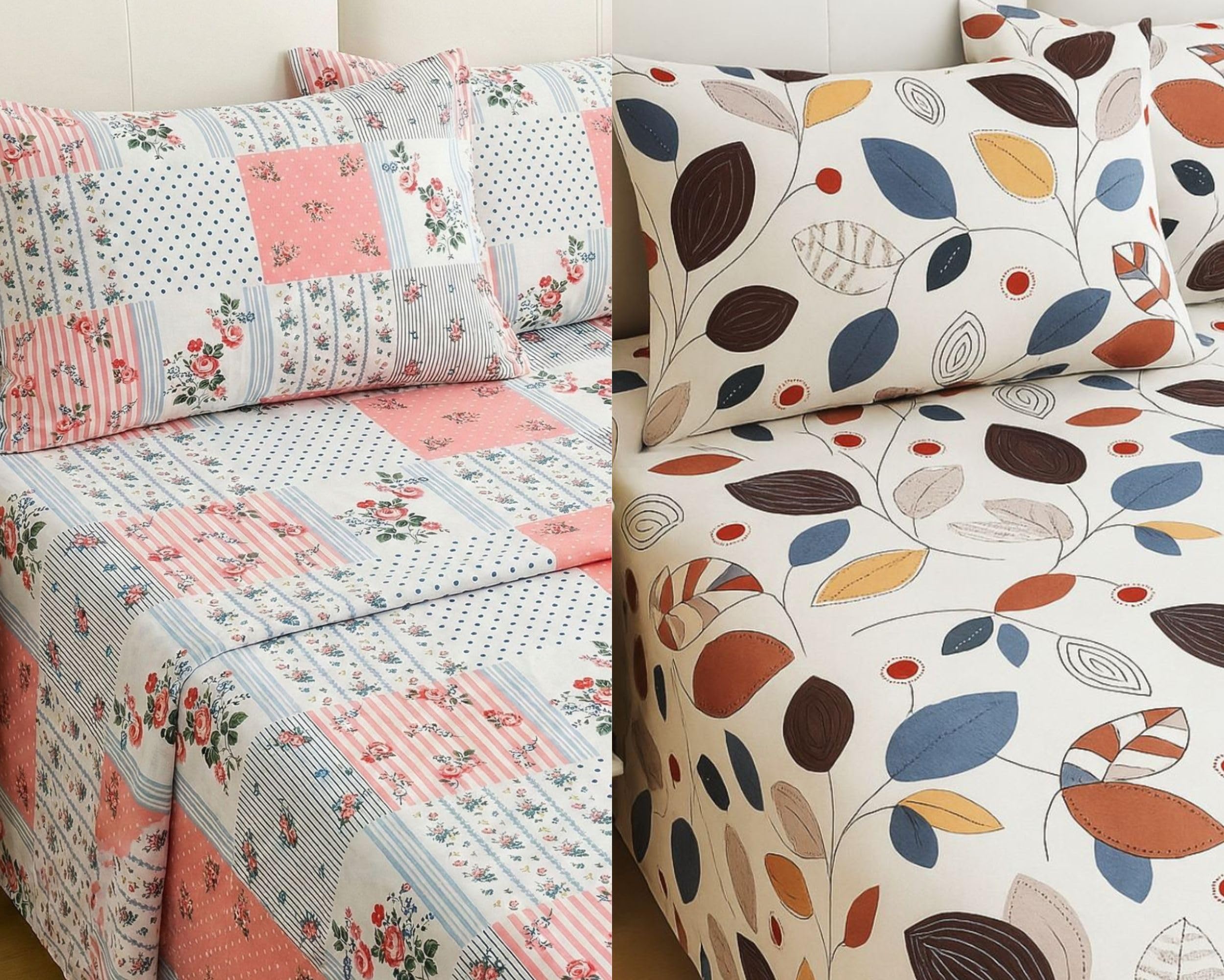 VAS COLLECTIONS Cloud Cotton Double Bedsheet Combo Pack of 2 with 4 Pillow Covers, 210 TC Soft Breathable Cotton Double Bed Sheet Set, Floral Printed Bedsheet for Double Bed, 90 x 100 in (1, Multi_J)-image-44