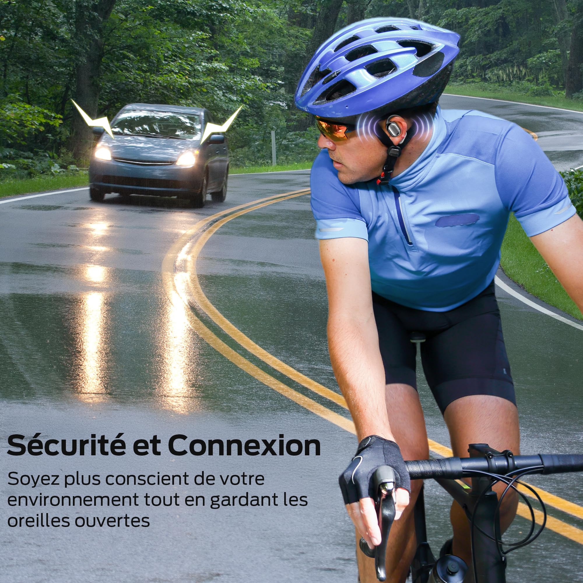 Ecouteurs Bluetooth Sans Fil Sport, Casque Bluetooth Sans Fil 5.4, Écouteurs à Conduction Osseuse avec 40H HiFi Stéréo Basses Casque, Oreillette Bluetooth Sport IPX5 Étanche, Running/Gym (Nior)