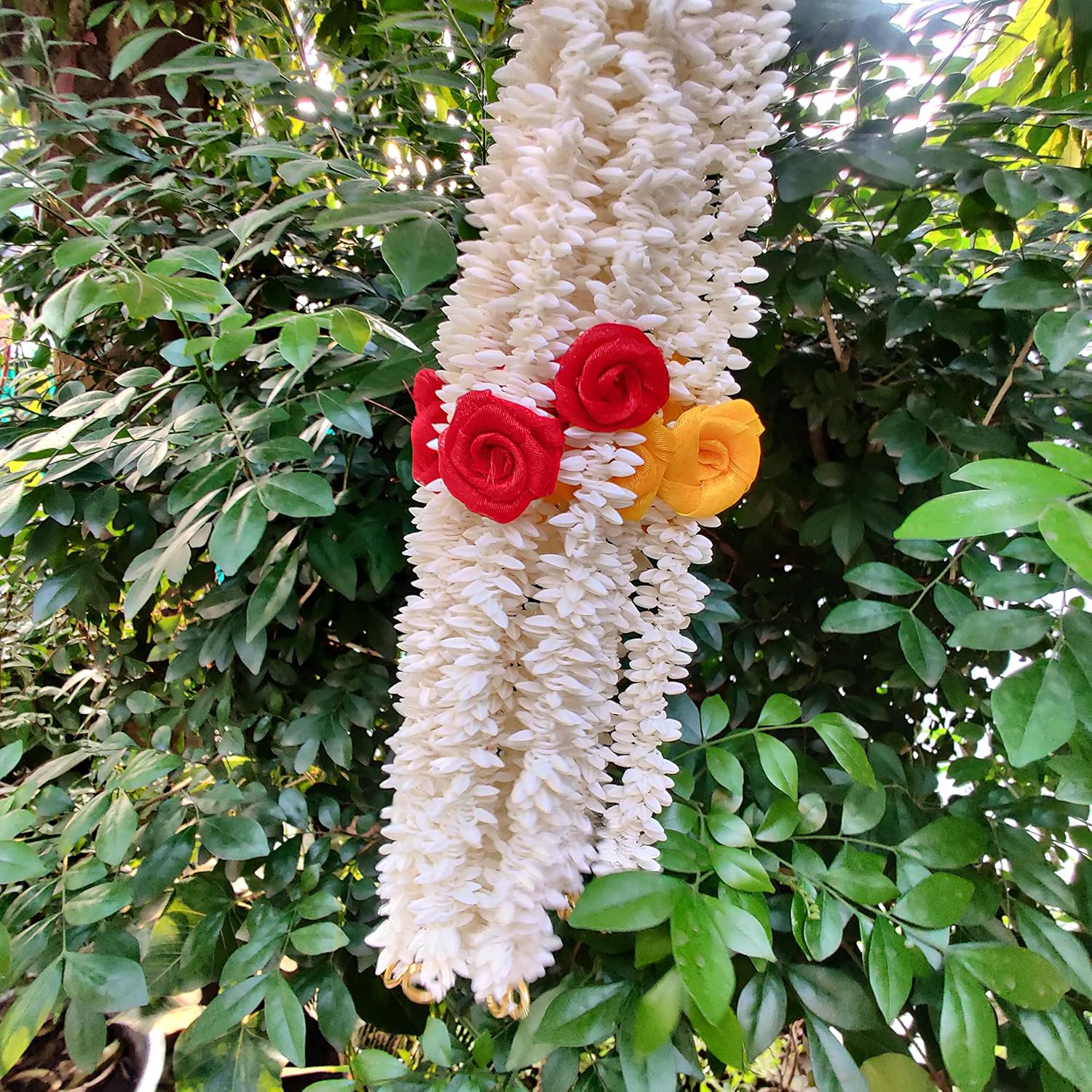 Pretty Charming Artificial Hair Gajra (set of 12, 6 with red and 6with yellow flower)