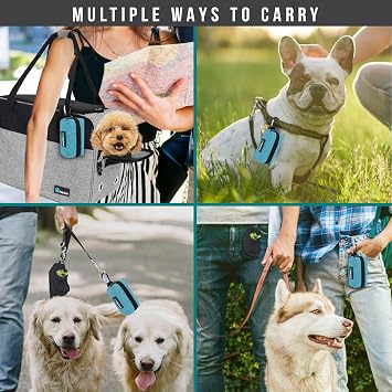 PetAmi Dog Poop Bag Holder Leash Attachment, Waste Bag Dispenser Pouch