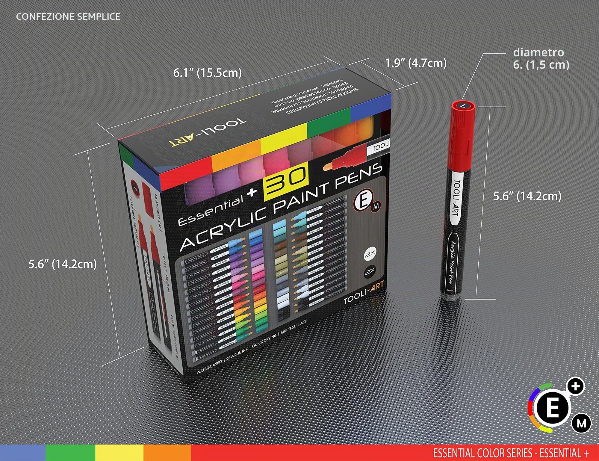 TOOLI-ART Set di pennarelli assortiti 30 con vernice acrilica, punta media da 3,0 mm per roccia, tela, tazze, quasi tutte le superfici. Non tossico, a base d'acqua, asciugatura rapida