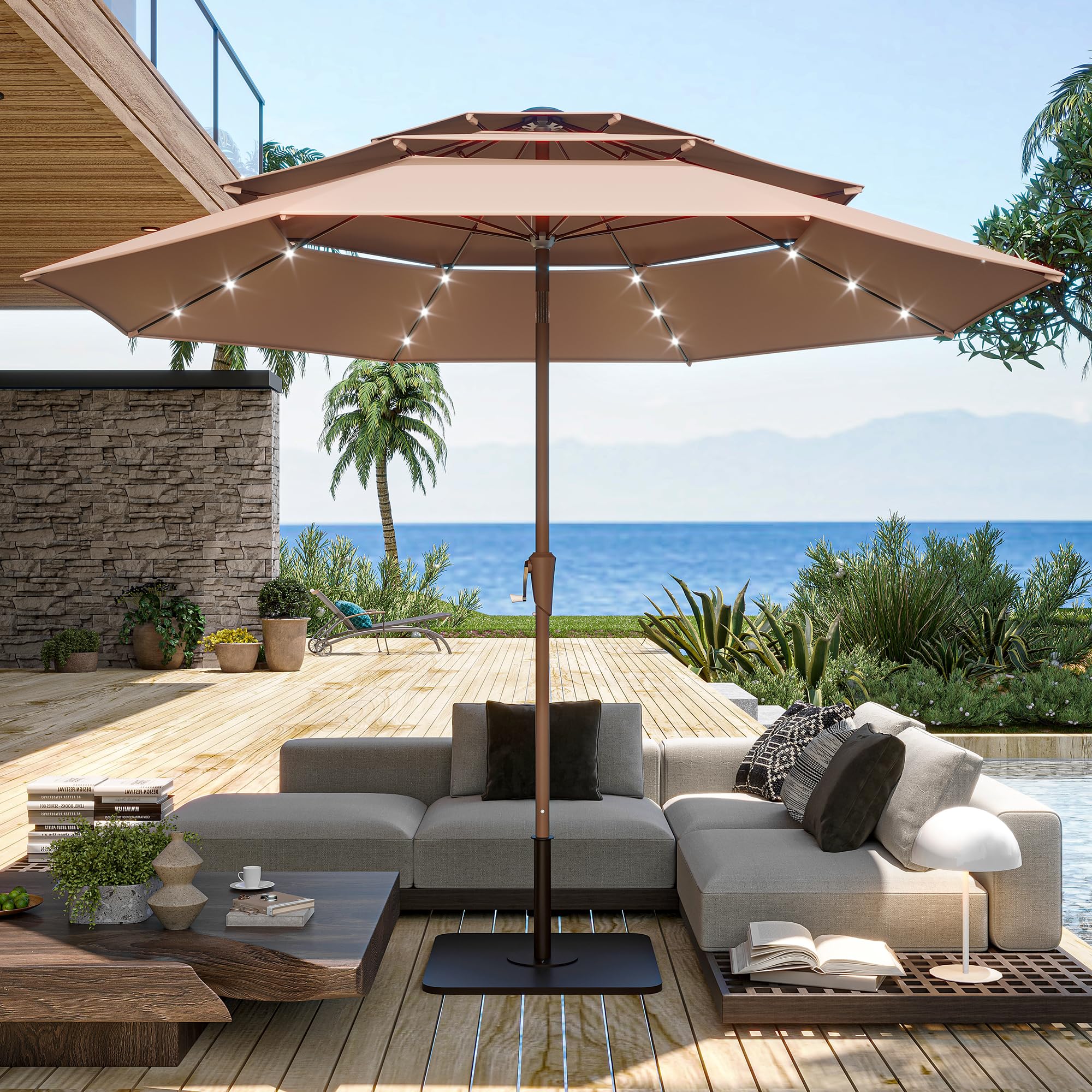 LAUSAINT HOME 10ft Patio Umbrella with Solar Lights
