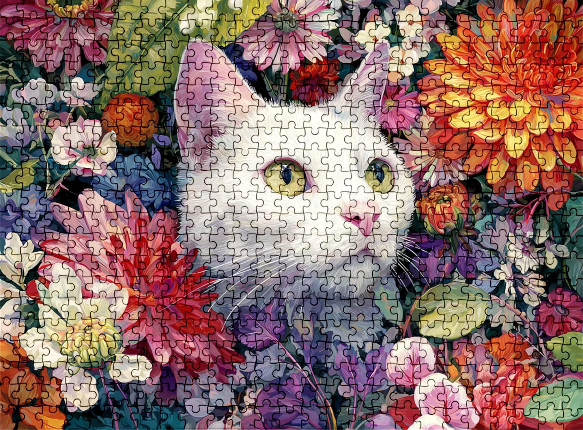 Puzzle 2000 Teile, Holzpuzzle Erwachsene Katze Tier-2 Impossible Klassische Jigsaw Puzzles 99.5 x 70.5 cm, Familien Spiel, Puzzle Stressabbau Denkspiel, Home Dekor w0-559