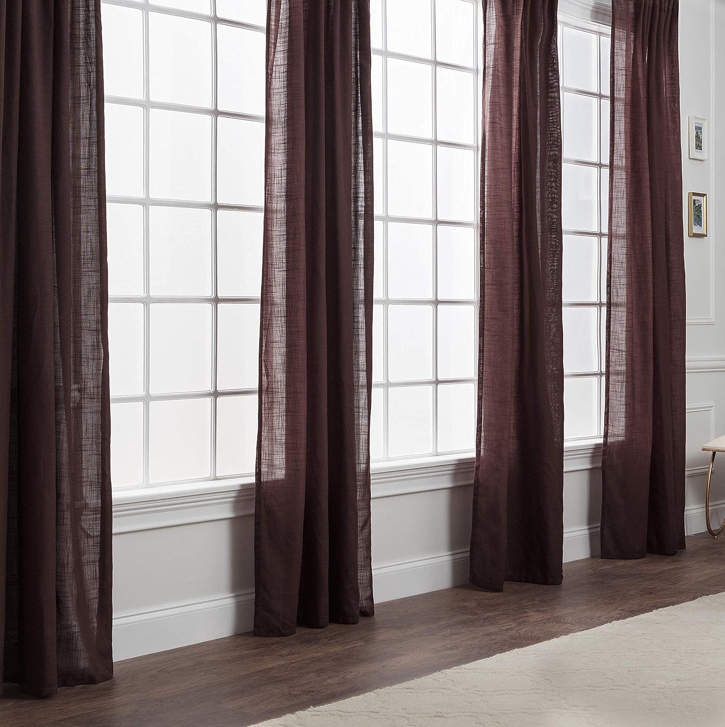 Chanasya Premium 2-Panel Soft Textured Semi Sheer Curtains for Window Living Room Bedroom Kitchen Office - Natural Light Filtering Privacy Window Treatment Drapes - 52 x 63 Inches Long - Brown