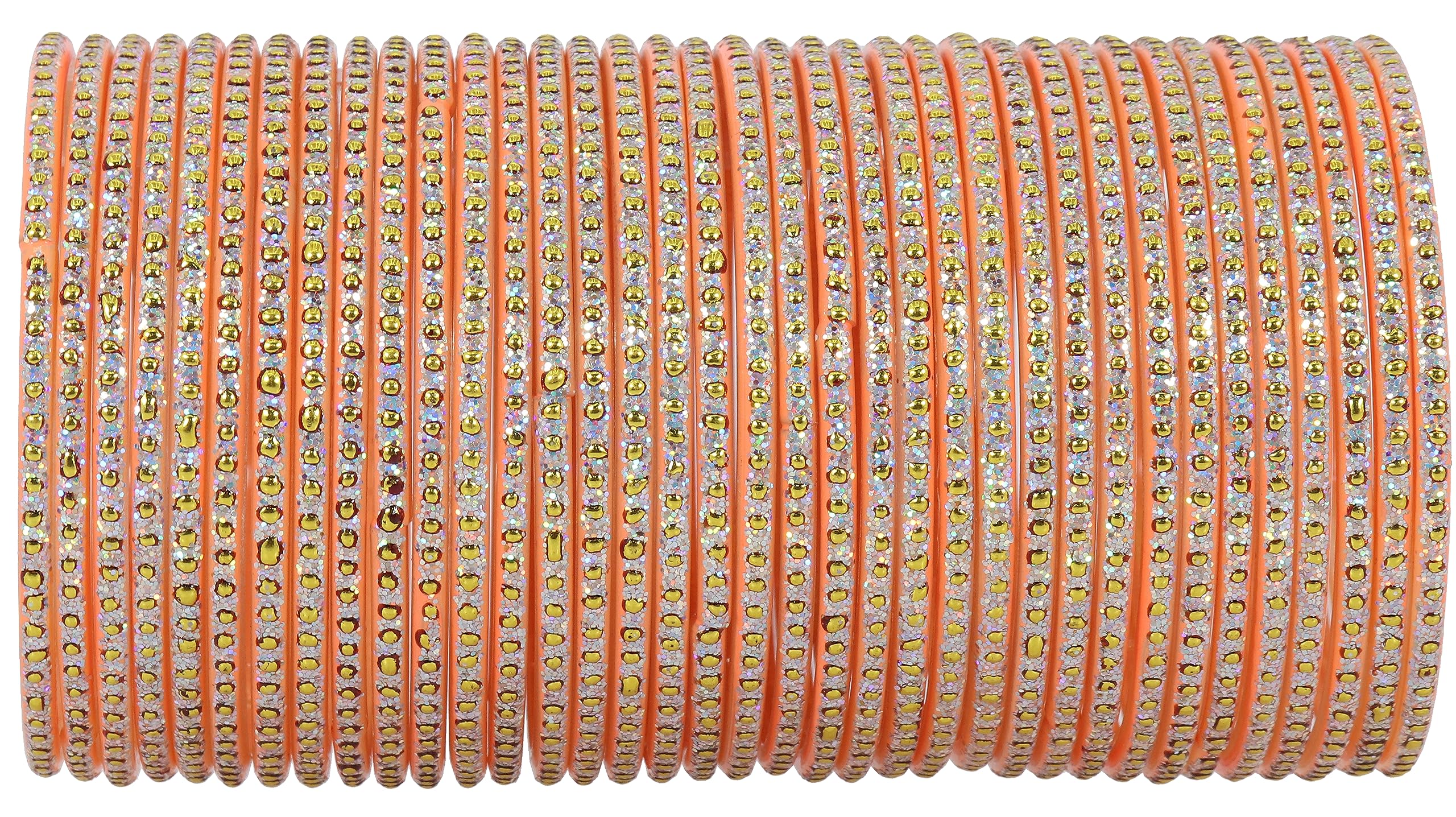 NMII Glass with Polka Dots & Glitter Stylish Fancy Bangles Set For Women & Girls | Glass Bangles | Traditional Women Bangles - Pack of 36 Bangle, (F181-Momos-Peach-2.6 Inches), Pack Of 36 Bangles (B0CFV75W4P) Amazon Price History, Amazon Price Tracker
