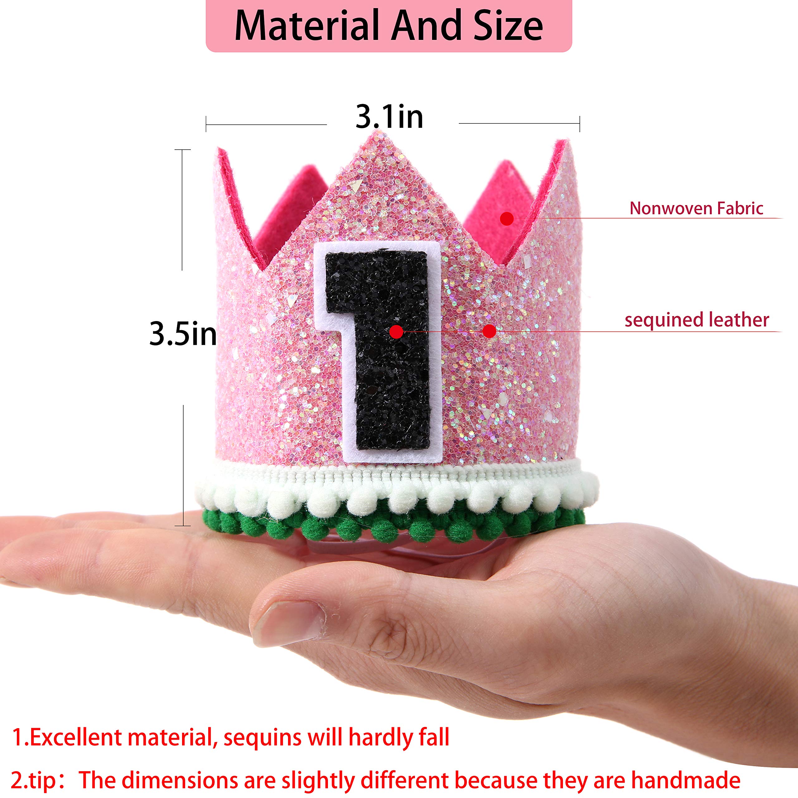 Watermelon ONE Crown for 1st Birthday - First Birthday Decoration for Baby's, Glitter Crown for Girl, Baby Birthday Souvenir Gifts (Watermelon Crown Hat)