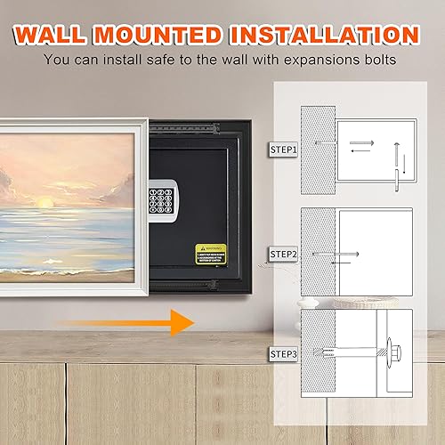 Miniatura 10 de La caja fuerte para el hogar de 1.3 pies cúbicos ofrece bolsa impermeable ignífuga, combinación segura con teclado digital, caja fuerte con bloqueo