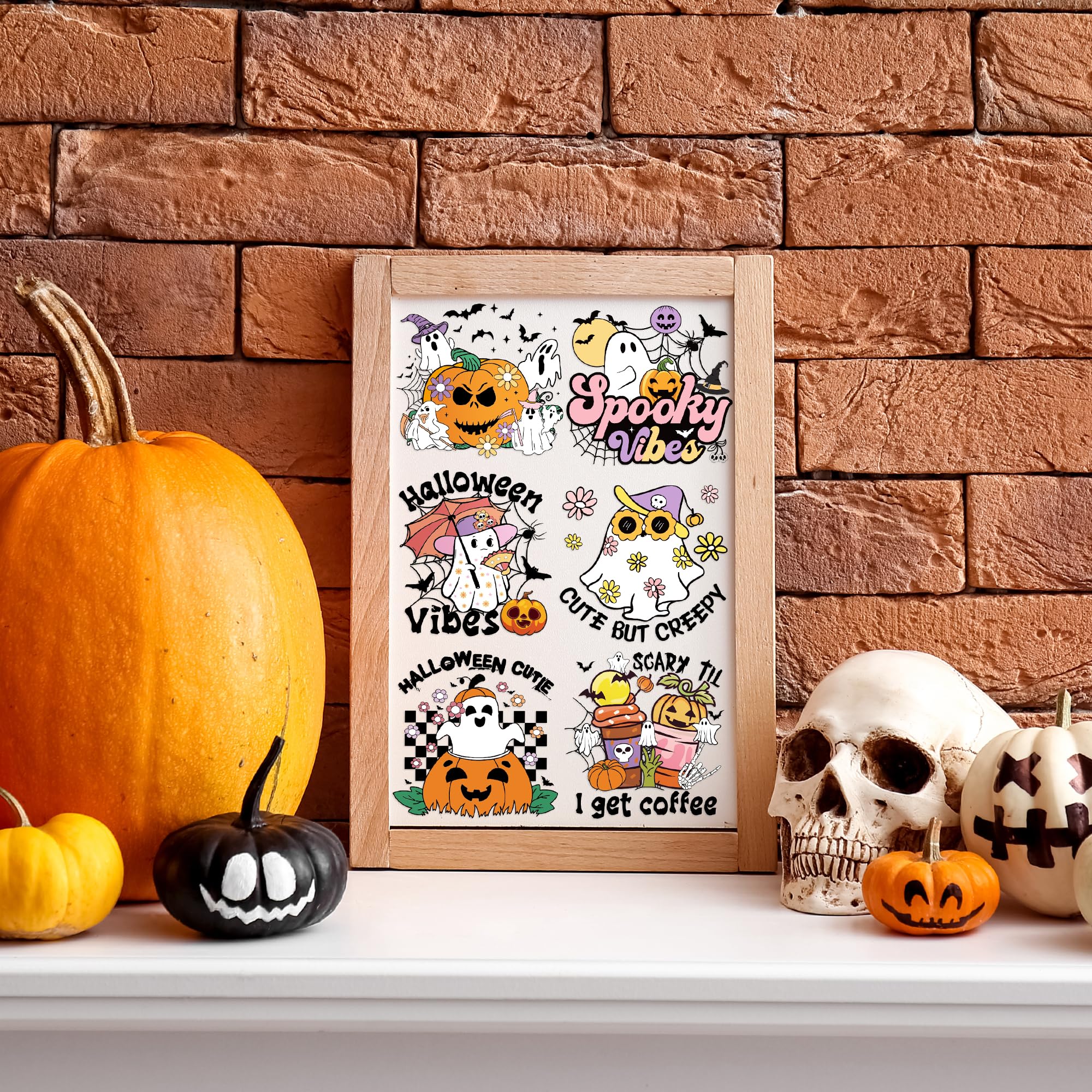 20-Pack Halloween UV DTF Cup Wraps - Spooky Cowboy & Pumpkin Decals For 16 Oz Tumblers, Waterproof