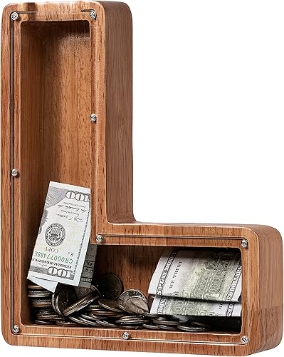 Alcancía grande de madera personalizada para niños, con nombre personalizado, alcancía de monedas, (nombre grabado con láser) alfabeto de madera,