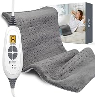 Pure Enrichment PureRelief XL Heating Pad 12x24" for Back Pain & Cramps Relief - 6 Heat Settings, InstaHeat, Moist/Dry Therapy, Machine Washable (Charcoal Gray)