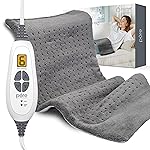 Pure Enrichment PureRelief XL Heating Pad - 12 x 24 Electric Heating Pad for Back Pain & Cramps, 6 Heat Settings, Soft Machine Wash Fabric, Auto-Off & Moist Heat (Charcoal Gray)