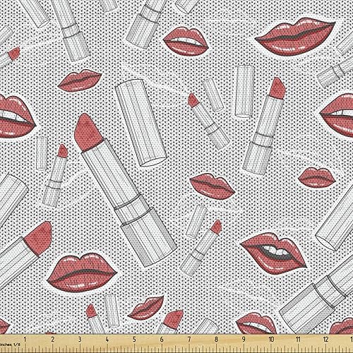 Miniatura 61 de Lunarable - Tela japonesa por yarda, Geishas con paraguas de papel y abanico en un fondo en escala de grises, tela decorativa para tapicería y Beige